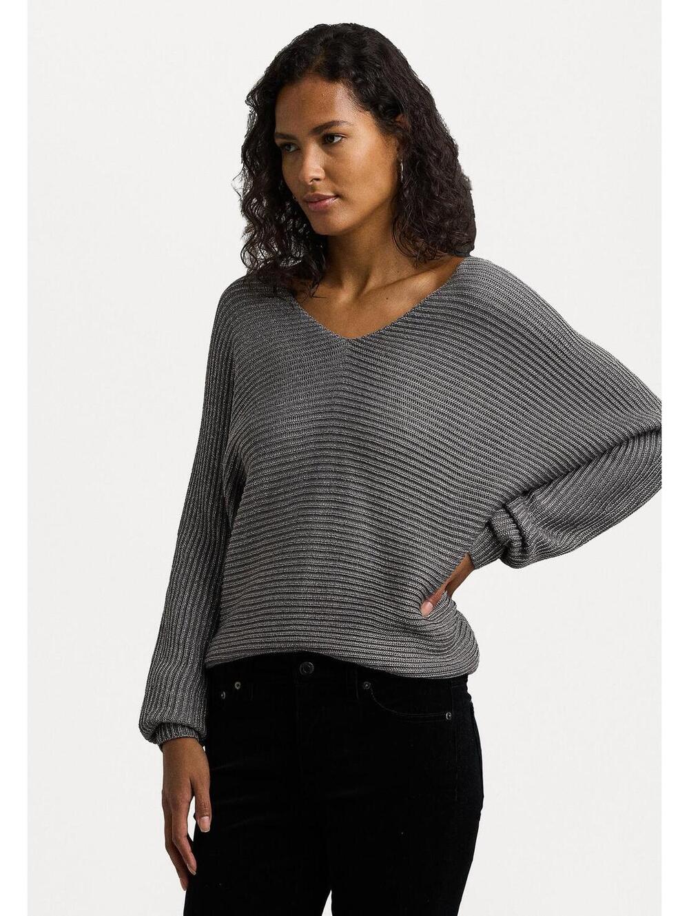Lauren Ralph Lauren METALLIC RIB-KNIT DOLMAN SLEEVE SWEATER